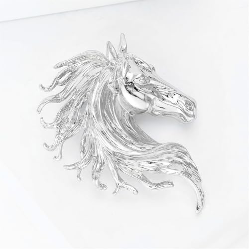 Image of Dreuyet Horse Brooch Pin Horse Racing Suit Lapel Pin for Women Men Rhinestone Antique Gold Horse Animal Brooch Clothing Outfits Accessory Jewelry