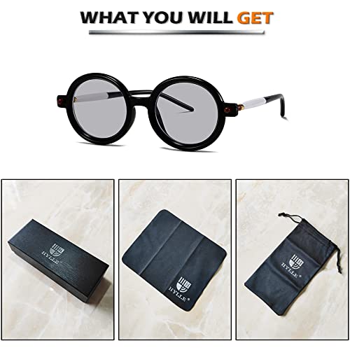 Image of HYLLE Retro Flip-Up Round Goggles Seampunk Sunglasses for Men Women 90s Style