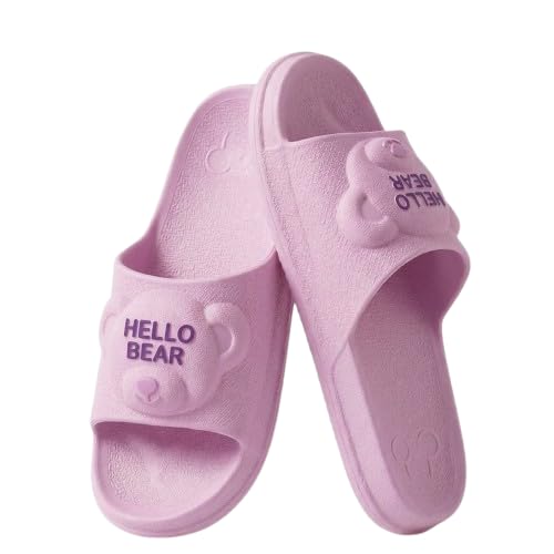 Image of Cute Hello Bear Slip-On Slides For Women | Lightweight Waterproof EVA Material | Stylish Flip Flops For Girls | Stylish Slides For Daily Wear, Lounge, Casual & Everyday Wear