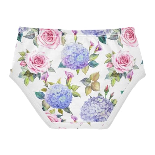 Joisal Cotton Toddler Underwear Floral Watercolor Pink Blue Roses Floral Little Girl Panties Aesthetic Briefs Kids Undies 2t2
