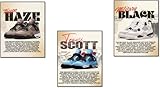 Set of Three Sneakers Hypebeast Air AJ Shoes Posters Canvas Art Prints Unframed 12 inches x 16 inches Wall Art Decoration Home Decoration
