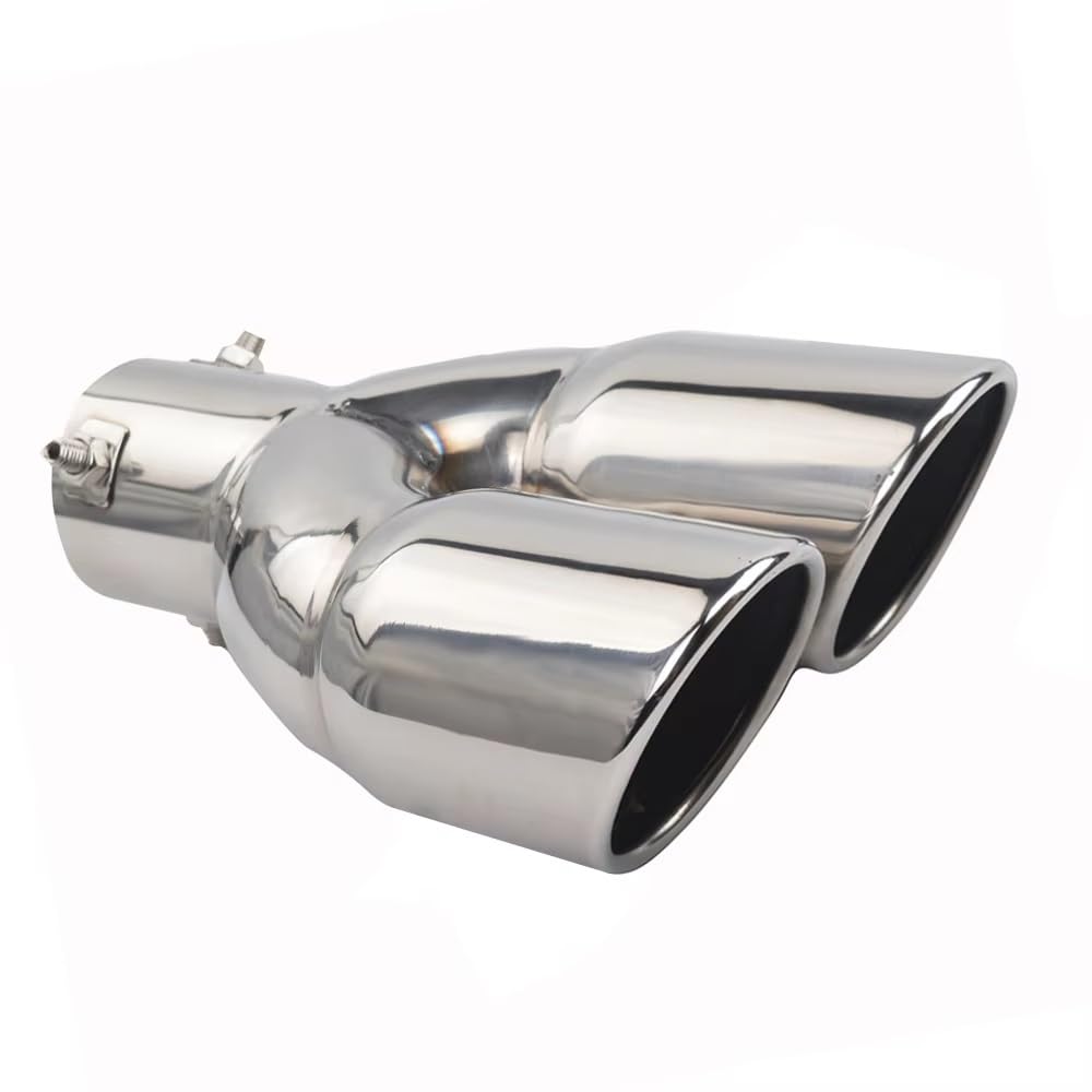 Silenziatore Scarico 63mm Doppia Uscita In Acciaio Inossidabile Cromato Marmitta Per Auto Tubo Scarico Punta Fine Rivestimento Modificato Coda Gola Fodera Tubo Scarico Per Auto