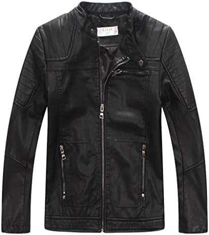 LJYH Boys' Faux Soft Leather Jackets Children Biker Outerwear Coats Black 3/4yrs