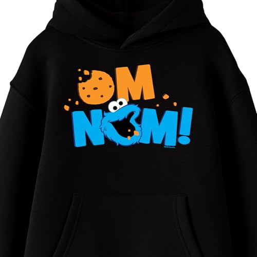Sesame Street On Nom Cookie Monster Text Youth Black Long Sleeve Hooded Sweatshirt2