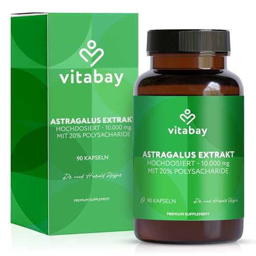 vitabay - Vitabay Astragalus Kapseln Hochdosiert 10.000mg - 90 Vegane Kapseln Astragalus Extrakt aus der Wurzel - Tragantwurzel Membranaceus mit 20% Polysaccharide - Laborgeprüft - -20%