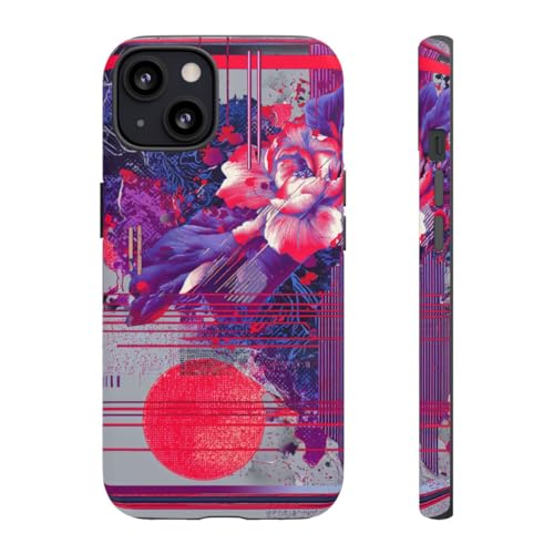 Coque rigide mate iPhone 13 violet fleur abstraite pour vos sorties
