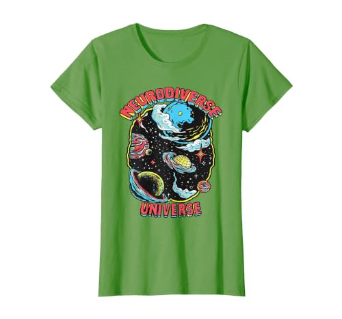 Neurodiverse Universe Neurodiversity Embrace ADHD Autism ASD T-Shirt, Women, Grass Green, Large