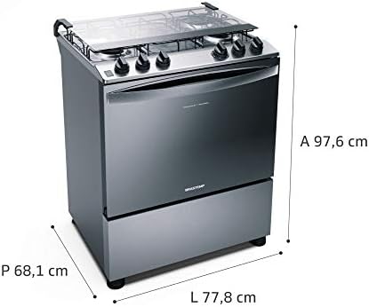 Fogão Brastemp 5 Bocas Cor Inox Com Botões Removíveis E Exclusivo Aro Protetor - BFS5NCR BIVOLT