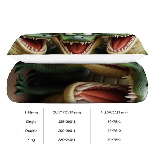 Housse de couette crocodile imprimé 3D animaux lit simple garçon 135x200cm - 4