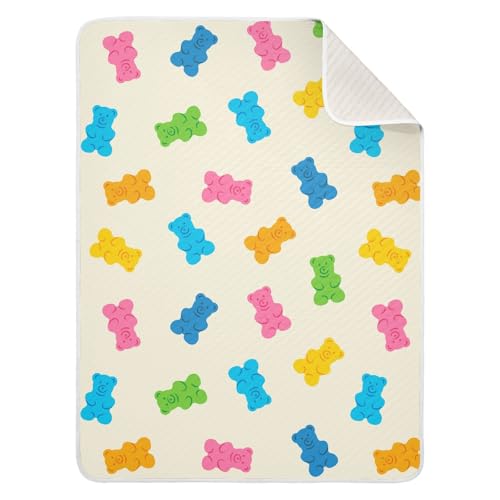Image of Gummy Bear Jelly Candy Colorful Baby Swaddle Blanket for Boys and Girls, Muslin Baby Receiving Swaddle Blanket, Soft Cotton Nursery Swaddling Blankets for Newborn Toddler Infant