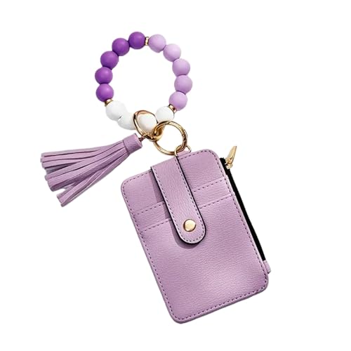 Image of Novearring Boho Beaded Wallet Keychain Colorful Tassel Keychain Wallet Card Holder Purse Trendy Stuff Jewelry Gifts