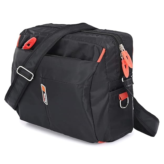 Waterproof Black Crossbody Messenger Bag for Men & Women – Stylish Laptop Compatible Shoulder Sling Bag for Travel, Office & Daily Use – Multi-Compartment Nylon Bag with Adjustable Strap-image-42