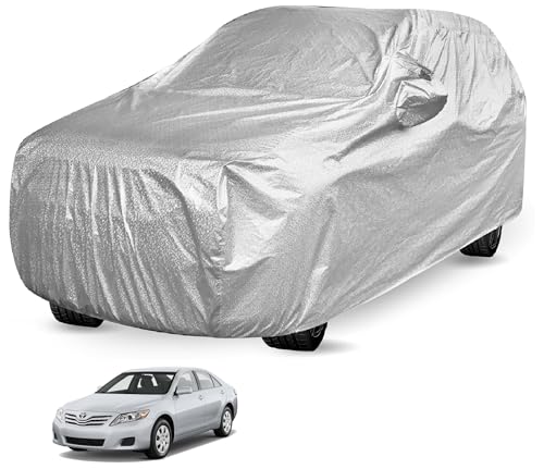Image of Auto Hub Waterproof Car Cover Compatible with Camry Old with Mirror Pocket, Soft Cotton Lining, Waterproof Camry Car Cover- Metallic Silver