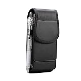 Small Cellphone Belt Holster with Clip Leather, Men Mobile Phone Waist Pouch, Horizontal Cell Phone Belt Loop Pocket Belt Waist Bag Business Purse Clutch Bags Fanny Pack with Carabiner Card Holder