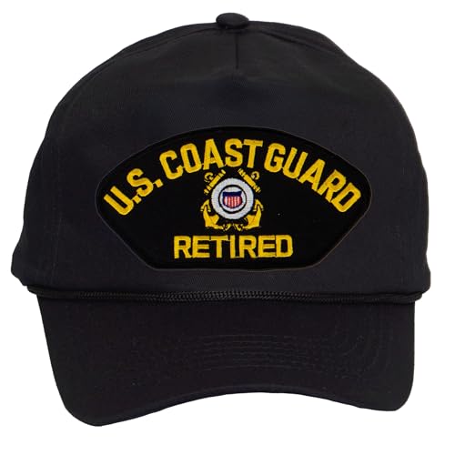 TOP HEADWEAR Mens Cotton Coast Guard Twill Golf Cap - Snapback Cap with Rope, Retired Black, One Size