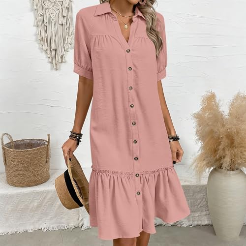 Robe midi à manches courtes pour femme robe d'été décontractée ample