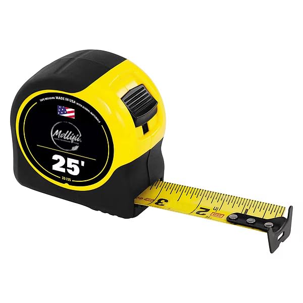 25 ft Tape Measure, 1-1/4 in Blade, Stud Markings, ABS Plastic Case, Rubber Grip, Mfr: 33-725-A