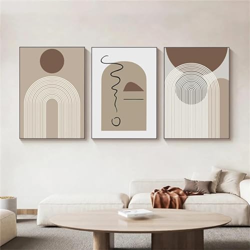 Peinture sur toile de qualité supérieure triptyque abstrait géométrique - 4