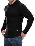 JMIERR Sweatshirts for Men Fashion Athletic Hoodies Long Sleeve Fall Winter Muscle Slim Fitted Longline T Shirt Fleece Pullover Shirts, US43(L), Black
