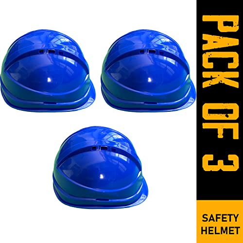 Image of LADWA Blue Heavy Duty Director Safety Helmet, ISI Marked Industrial Protective Hard Hat for Construction Sites, Factory Work and Outdoor Safety Use (Pack of 3)
