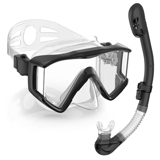 Greatever Snorkeling Gear for Adults, 3 Window Snorkel Mask Diving Set