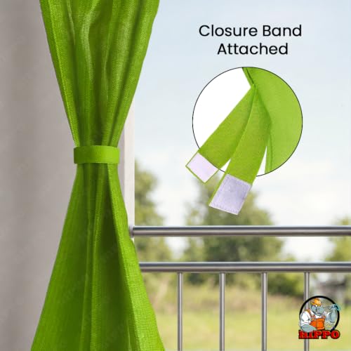 Image of HIPPO HDPE Coated Waterproof Outdoor Balcony Curtain 260 GSM - Rain, Sun & Dust Protection Light Filtering Curtains for Home, Garden, Veranda & Hotel (4 Feet X 10 Feet, 2IN1 Lime-Grass, 1 PC)