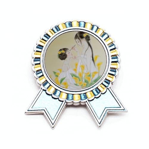 Broche aquarelle chinoise fleur en métal taille M pour accessoiriser un manteau en hiver