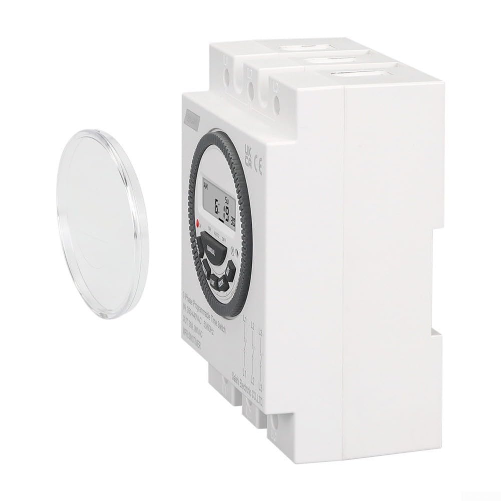 TM619-380V Interruptor Temporizador Programable Trifásico, Controlador de Tiempo Digital de 7 Días, 16A 380VAC, Retroiluminado LCD 18 Modos de Programa