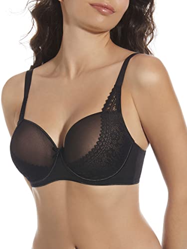 Selene Modelo Laia C. Sujetador con Relleno, Aros Y Tejido DE Tul Combinado con Encaje. Ref. 363, Negro, 90 para Mujer