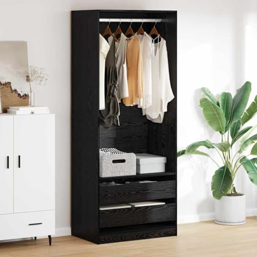 Mimdixy Clothes Rack - Armario multiusos (80 x 50 x 200 cm), color negro