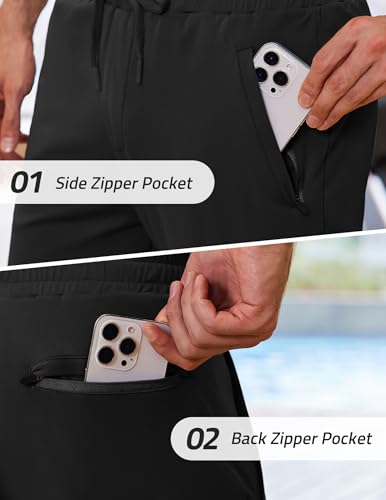 PINSPARK Mens Joggers with Zipper Pockets Lightweight Athletic Track Pants Quick Dry Workout Gym Sweatpants for Men4