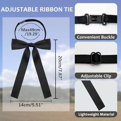 Image of LJBFNN Western Ties for Men Women, Black Clip on Ribbon Bow Tie, Pre-Tied Colonel String Tie for Party Shirt Uniform Wedding