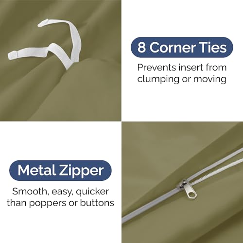 Duvet Cover King Size - Soft 3 Piece with Zipper Closure - Sage Green by CGK Unlimited - Image 3