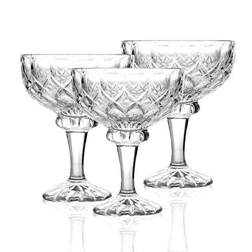 Starluckint 3Pcs Glass Ice Cream Bowls, 8Oz Clear Footed Dessert Bowls, Crystal Thick Sundae Cups, For Dessert, Snack, Salad, Pudding, Cocktail, Fruit Holiday Party (Color : Rhombus) #TOP4