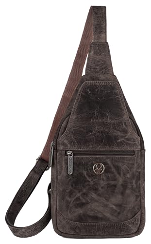 Image of WildHorn Leather Sling Crossbody Bag for Men, Stylish Chest Shoulder Bag for Men Women, Adjustable Strap for Commuting Travel Outdoor Activities Cycling