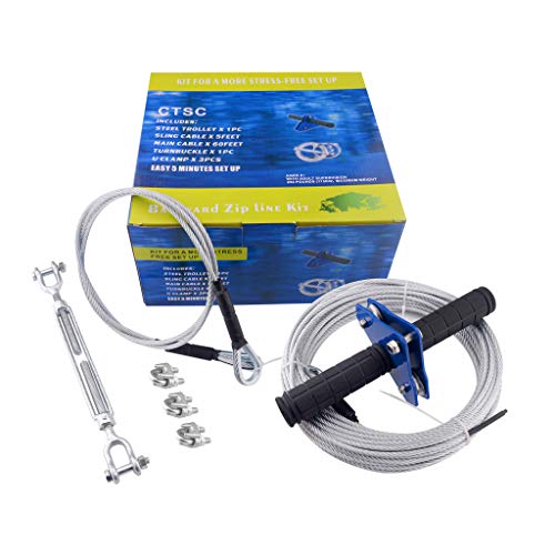CTSC 60 Foot Zip Line Kit for Kids and Adult(Less Then 250lb) (60 Foot B)