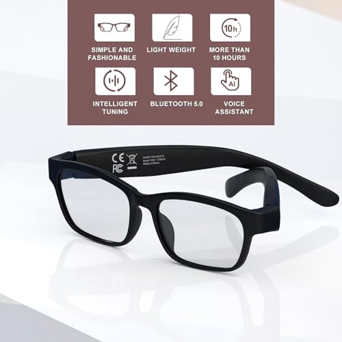 Hawk Scope Smart Glasses with Bluetooth Speaker Headphones, 29g Glasses for Work Business Office Travel Running, Unisex(Clear Lens) by Hawk Scope - Used condition - Image 7
