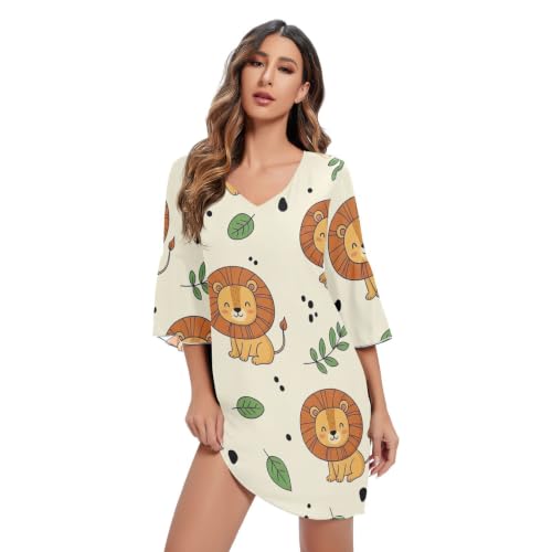 Robe courte en mousseline de soie imprimée lions pour vos journées en terrasse