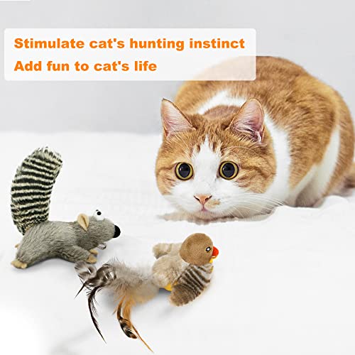 Leffsofiz 2 Pcs Cat Toys For Indoor Cats Chirping Bird Cat Toys Interactive Feather Toy Birds Squeak Kitten Toys Cat Toy Electronic Bird Toys For Kittens #TOP5