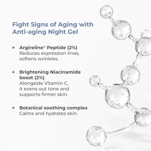Image of in.skin Anti-Aging Night Gel with 2% Argireline Peptide, 2% Niacinamide & 2% Vitamin C | Overnight Repair Gel for Fine Lines, Glow & Even Skin Tone (10 g)