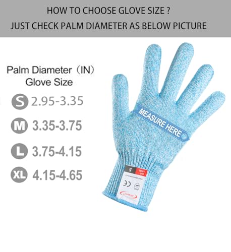 ohsuni Cutting Gloves, 1 Pairs of Cut Resistant Gloves Food Grade, Cut Resistant Gloves for Kitchen, Oyster Shucking, Fish Fillet Processing, Carving Wood and Gardening(Medium-Blue)