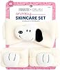 Set de Cinta para Spa y Muñequeras para Lavado Facial de Snoopy Peanuts CELAVI - Banda para cabello y cuidado de la piel de microfibra suave, blanco 2