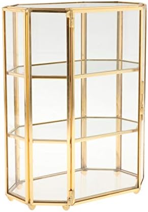 Fenteer Glass Vintage Jewelry Box, Golden Jewelry Display Organizer, Keepsake Box Case, Home Decorative Box for Storage Trinkets