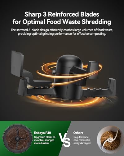 Enboya Electric Composter: 4.2L Large Capacity Odorless Quiet Composter Kitchen Counter Top Food Cycler Machine Electric Compost Bin Indoor Countertop Recycler Composting Trash Can Smart Mill Waste