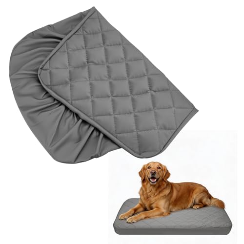 Jehdhe Waterproof Dog Bed Cover Replacement, Washable Quilted Fitted Sheet for Pet Beds, Fits 54 x 44 Inch Dog/Cat Beds Up to 6