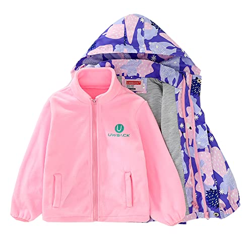 Girls Jacket 3 In 1 Detachable Liner Fleece Windproof Waterproof Lightweigt Coat With Hood2