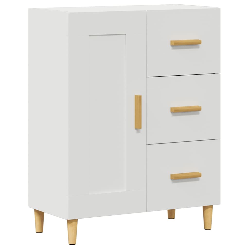 Kredens biały, 69,5 x 34 x 90 cm, materiał drewnopochodny, z szufladami i przegródkami, do salonu, jadalni i korytarza, wszechstronne miejsce do przechowywania