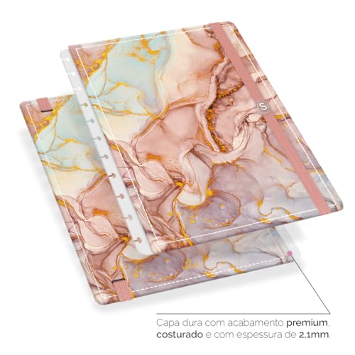 Capa e Contracapa Iscool Disc Para Caderno G Mármore Rosê