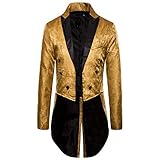 [page_title]-Fenverk Gotisch Viktorianisch Frack Steampunk VTG Mantel Jacke Halloween Cosplay Kostüm,Herren Gothic Jacke Vintage Viktorianischen Langer Kostüm Cosplay Kostüm Smoking Uniform(Gold,S)