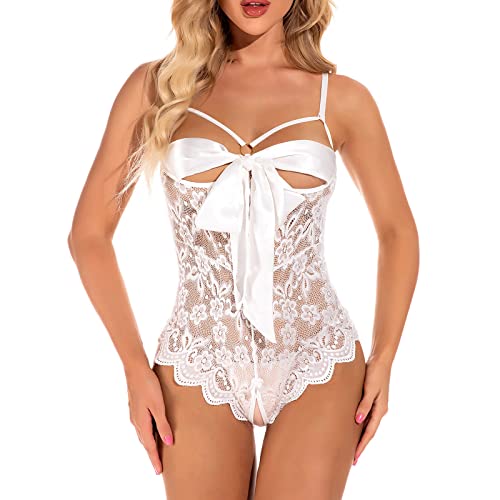 Combinaison érotique sexy en dentelle ouverte noire pour femme